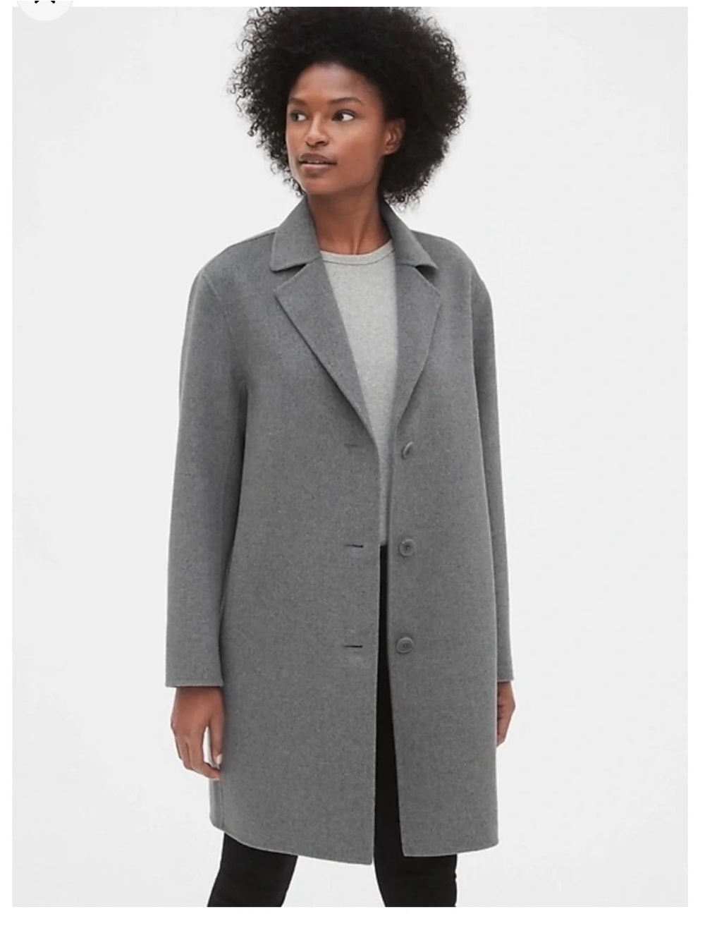 GAP Grey Single-Breasted Wool-Blend Coat